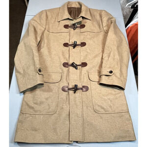 Hardy Minnis Wool Duffle Coat Horn Toggle Savile Row England Size 46 Fully Lined